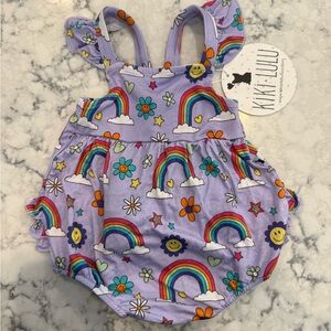 Kiki + Lulu NWT- Colorful Baby Romper with Rainbows and Flowers